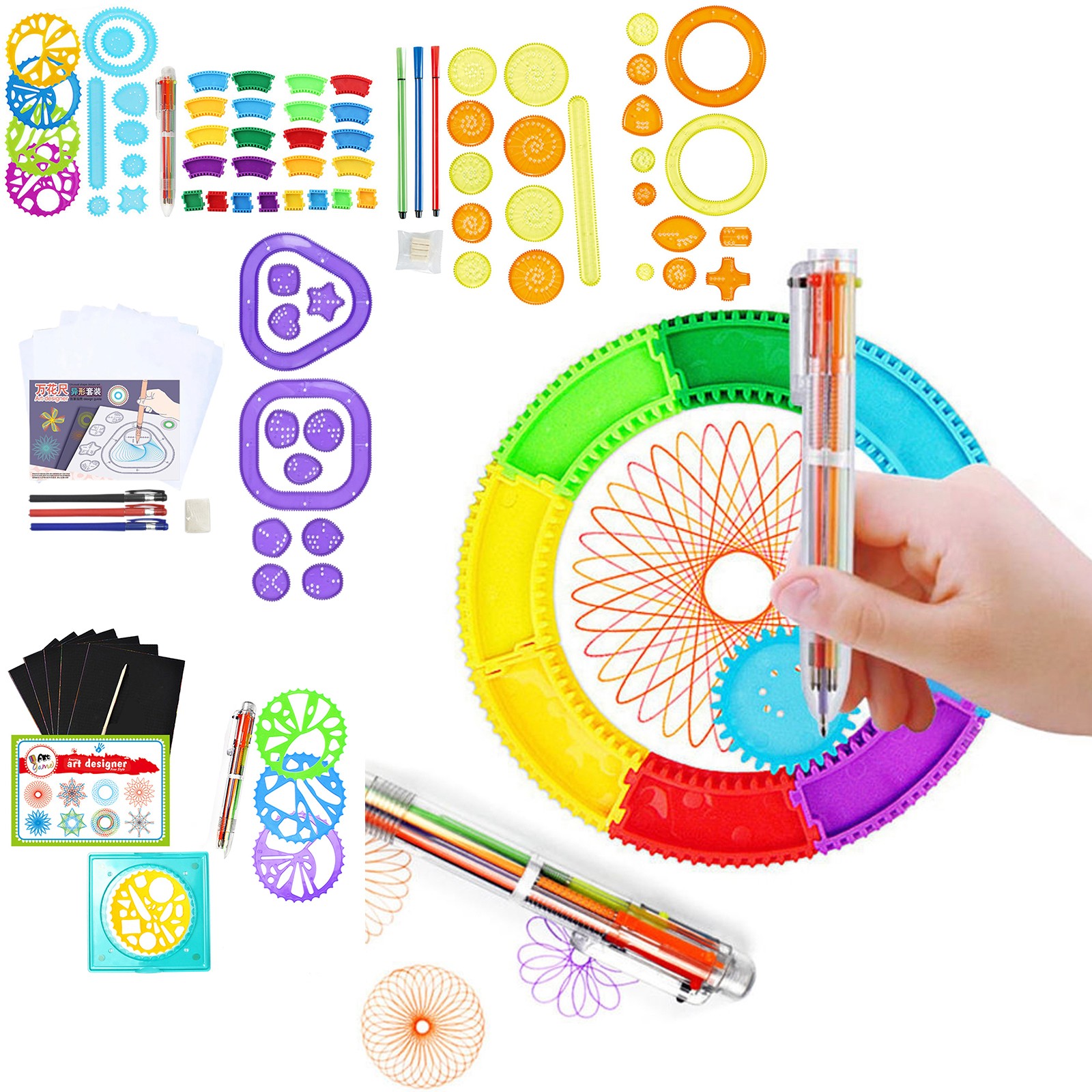 Kids Education Template - Geometry Spirograph Drawing Stencils Set Painting
