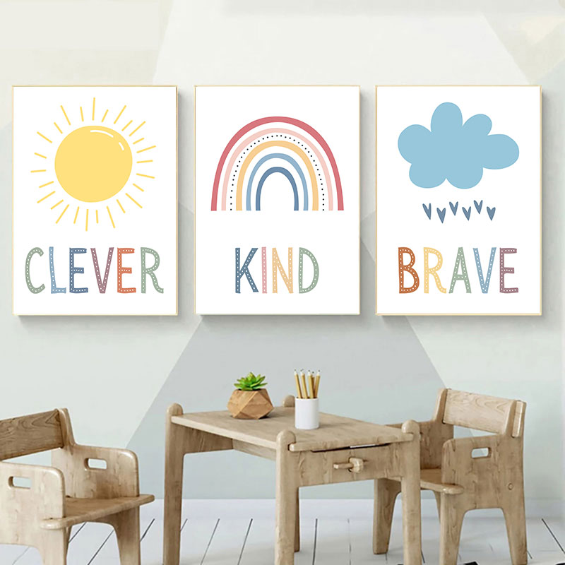 Cute Sun Rainbow Cloud Canvas  - đánh giá và giá Kids Education Quote
