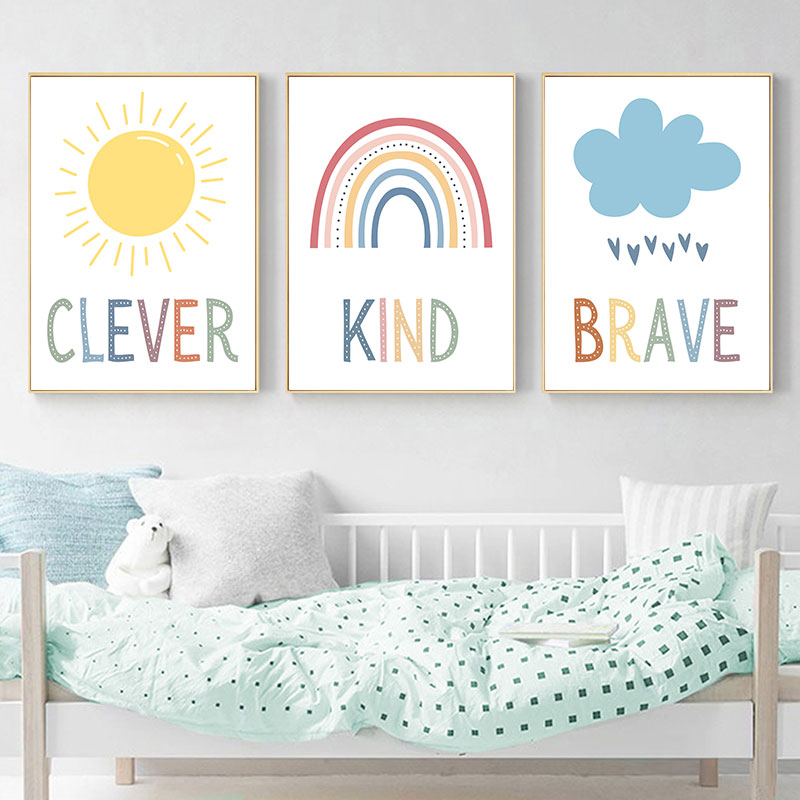 Cute Sun Rainbow Cloud Canvas  - đánh giá và giá Kids Education Quote