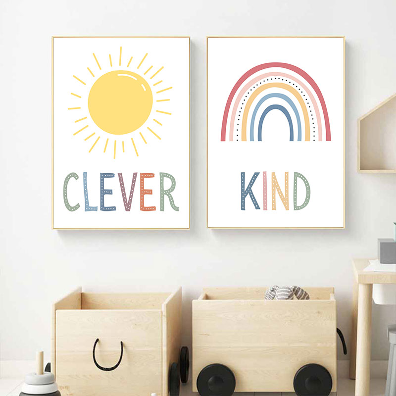 Cute Sun Rainbow Cloud Canvas  - đánh giá và giá Kids Education Quote