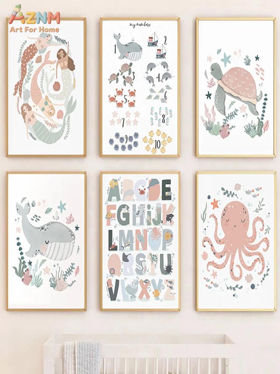 AZNM Nursery Sea Animal Canvas - đánh giá và giá Kids Education Nursery