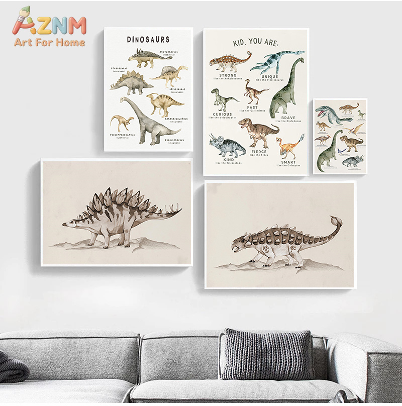 AZNM Watercolor Dinosaur Canva - đánh giá và giá Kids Education Quote