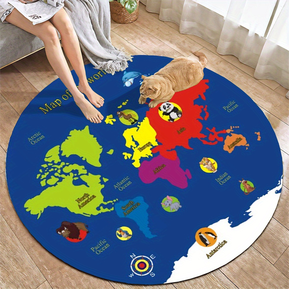 World Map Round Rug Flannel Ed - đánh giá và giá Kids Education Nursery