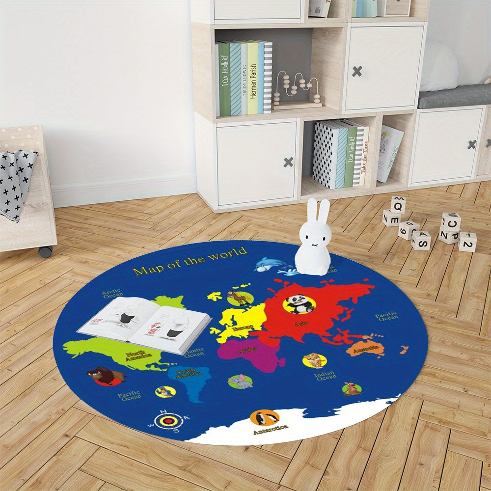 World Map Round Rug Flannel Ed - đánh giá và giá Kids Education Nursery
