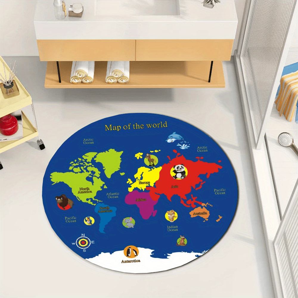 World Map Round Rug Flannel Ed - đánh giá và giá Kids Education Nursery