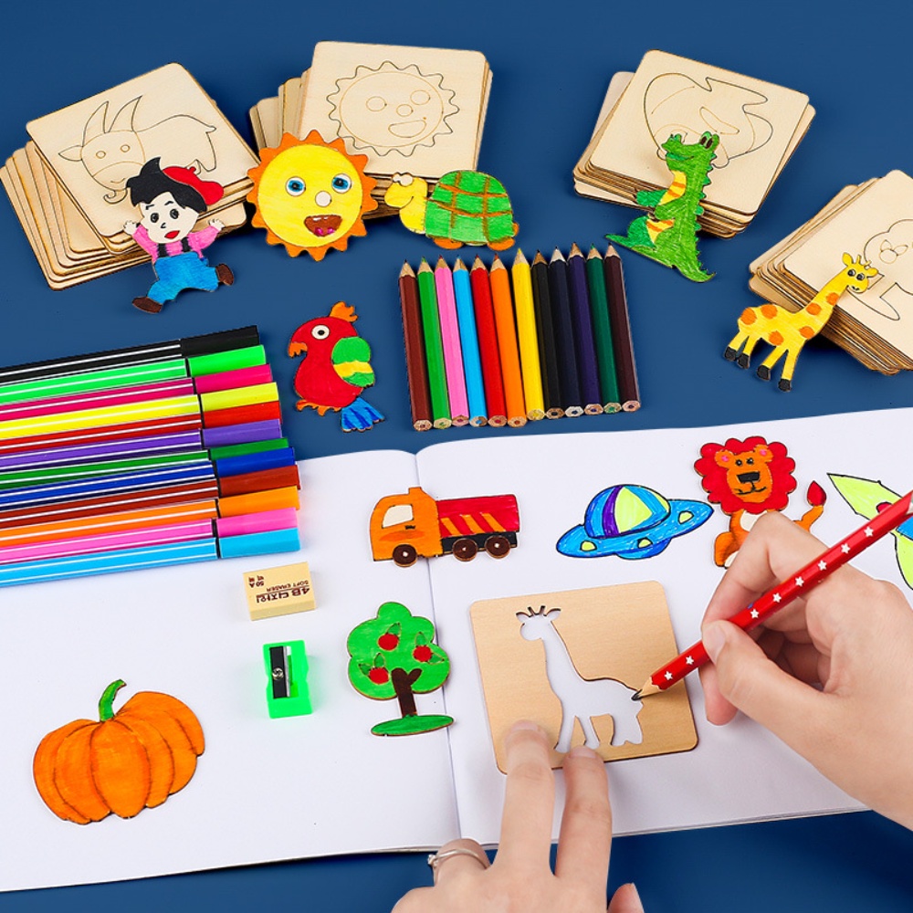 20pcs Kids Drawing Toys Wooden - đánh giá và giá Kids Education Template