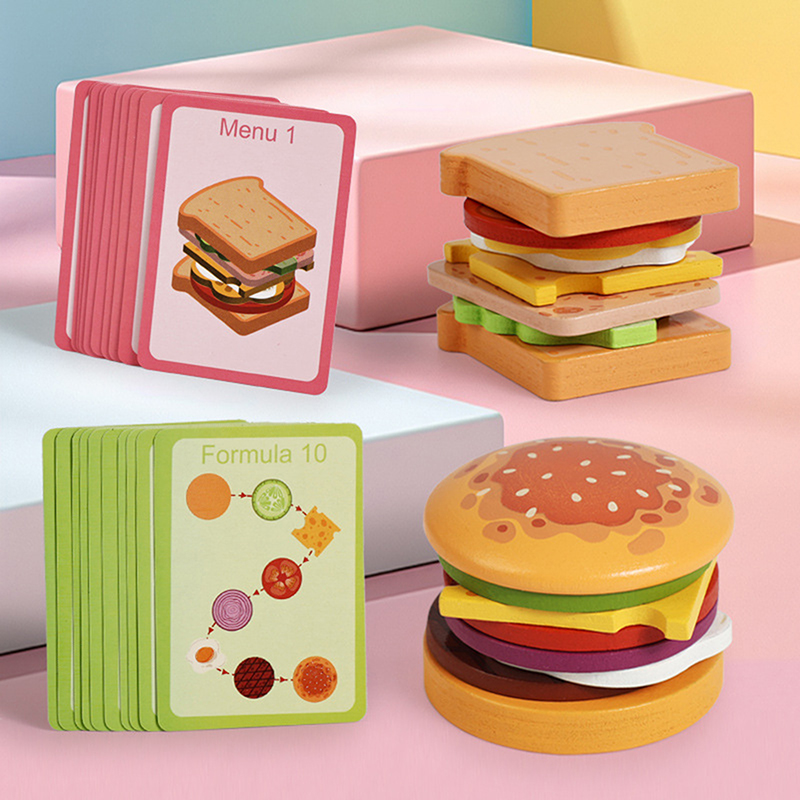 【HAPPY】Wooden Hamburg Sandwich - đánh giá và giá Happy Kids Education