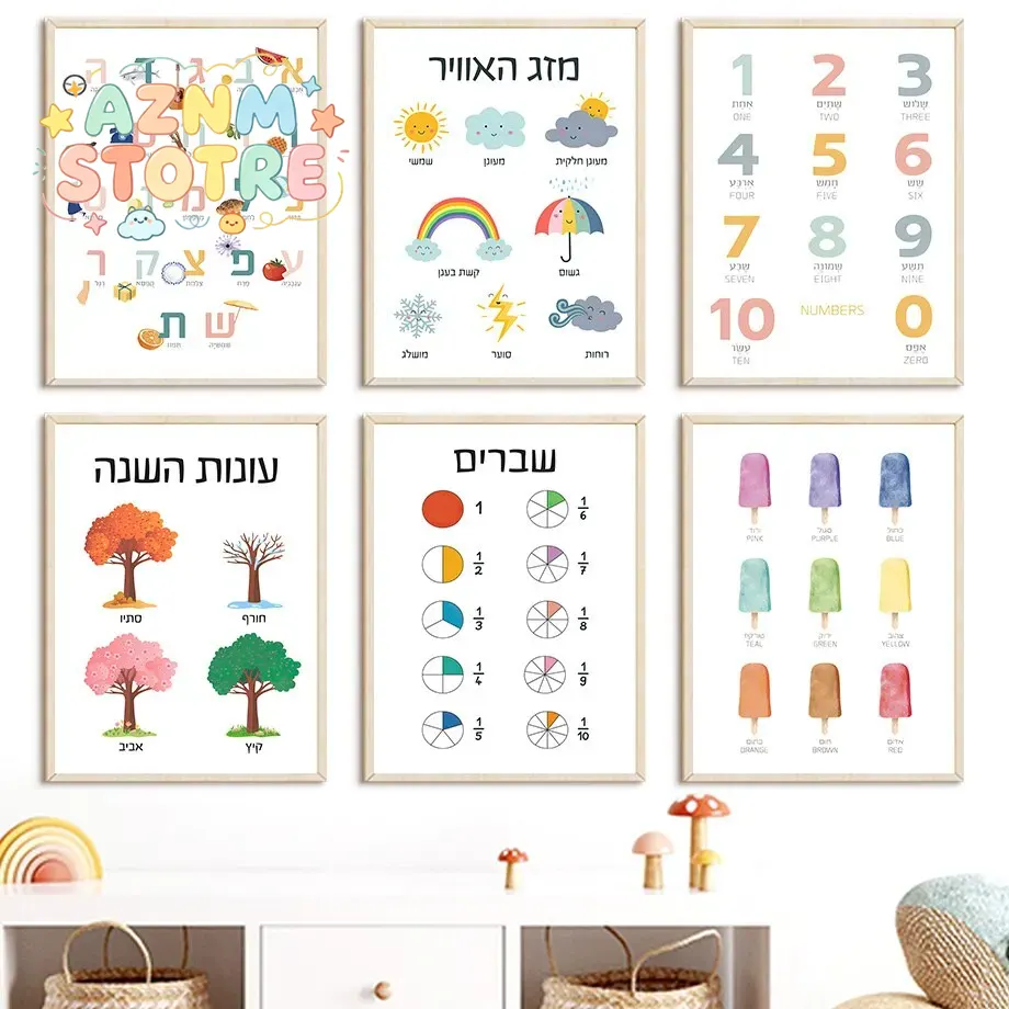 (2D canvas painting)  Hebrew A - đánh giá và giá Kids Education Nursery